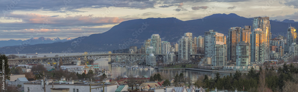 Vancouver BC Skyline with Granville Island Bridge