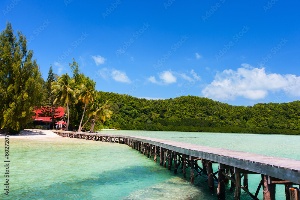 Beautiful tropical beach at exotic island in Pacific Beautiful tropical beach at exotic island in Pacific