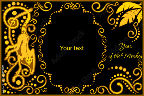 Photography vector template with sign chinese horoscope monkey