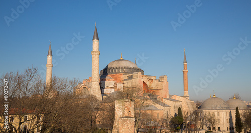 Hagia Sophia cathedral at sunset