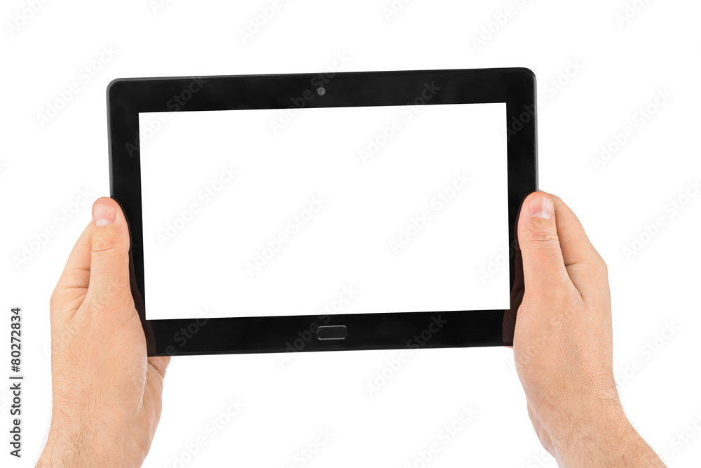 Hands with touchpad pc Hands with touchpad pc