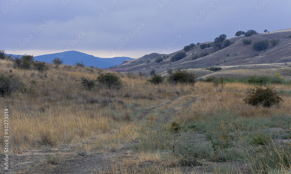 Fototapeta premium Blue hills and mountain peaks. Koktebel.