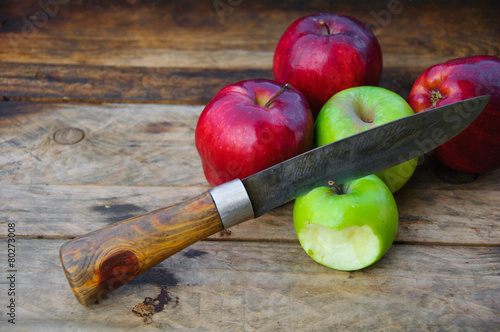Fototapeta Naklejka Na Ścianę i Meble -  Apple on wooden background, Fruit or healthy fruit