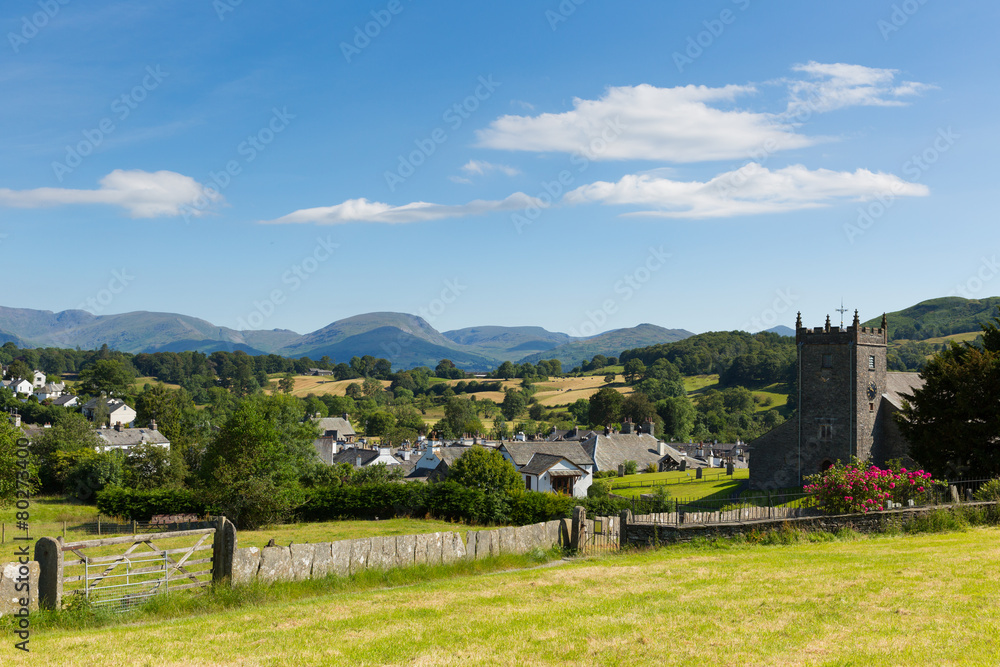 Naklejka premium Beautiful English village Lake District Hawkshead Cumbria uk