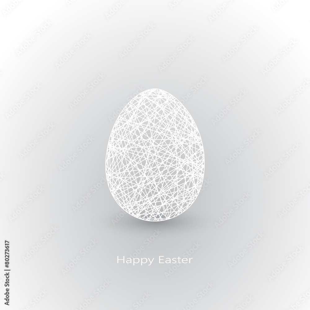 White Easter egg in geometry style with place for your text White Easter egg in geometry style with place for your text