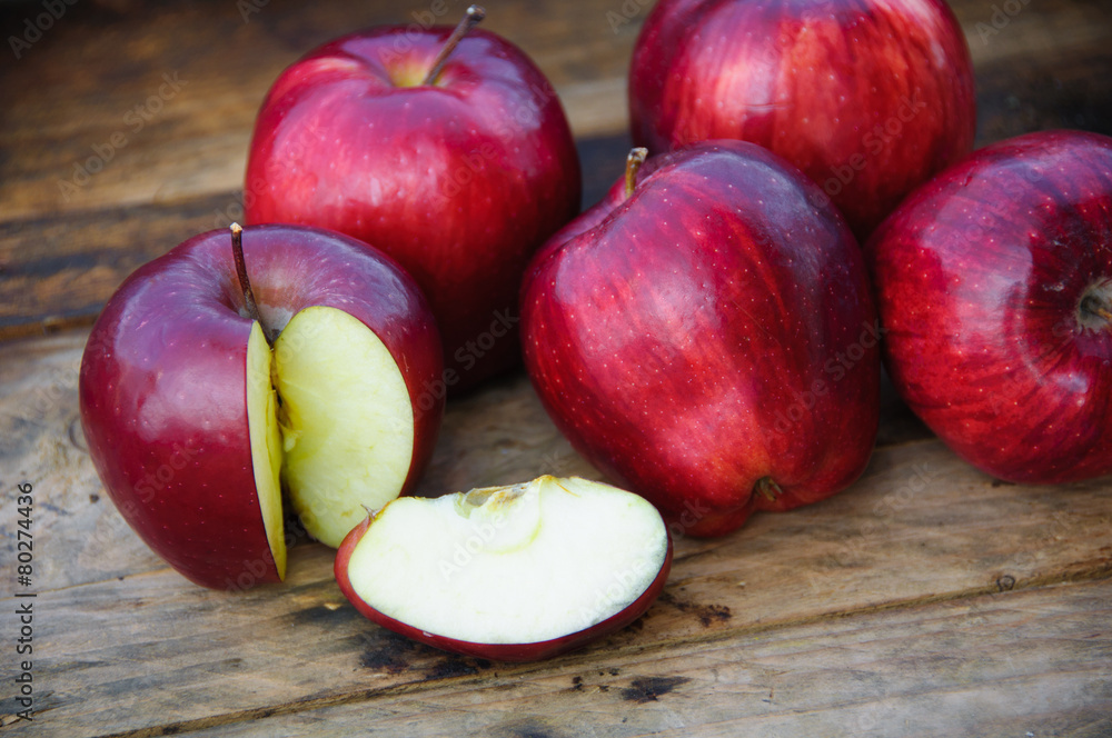 Apple on wooden background, Fruit or healthy fruit Apple on wooden background, Fruit or healthy fruit