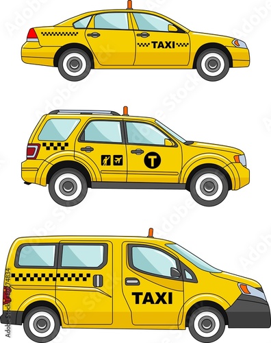 Taxi car on a white background in a flat style
