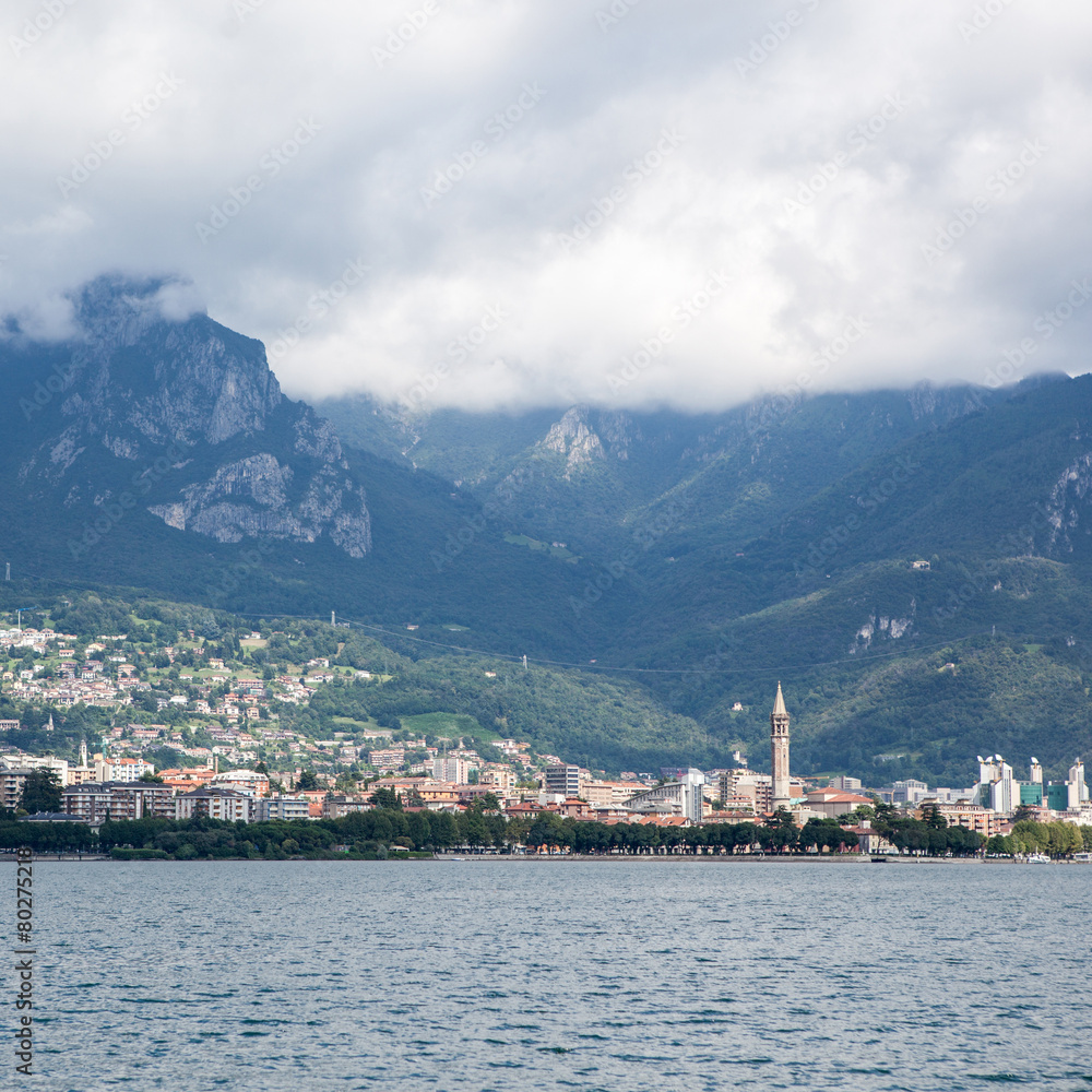 Beautiful view of Lecco on Como lake, Italy