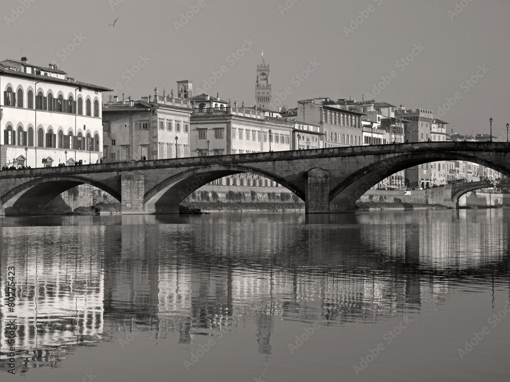 Naklejka premium fantastic landscape of old Florence with Arno river