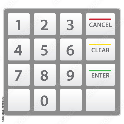 Atm keypad isolated on white. Vector version.