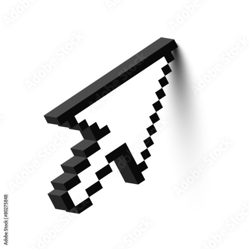3D mouse arrow cursor with shadow. Vector.