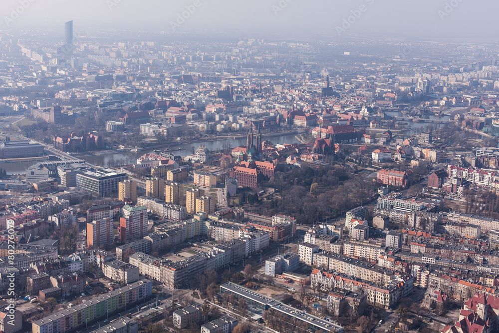aerial view of wroclaw city in Poland