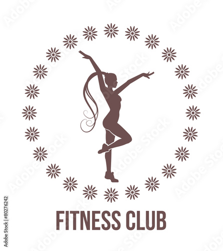 Fitness club emblem with woman silhouette