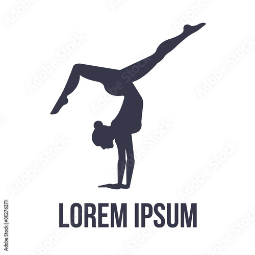 Acrobatic gymnastics logo with woman silhouette