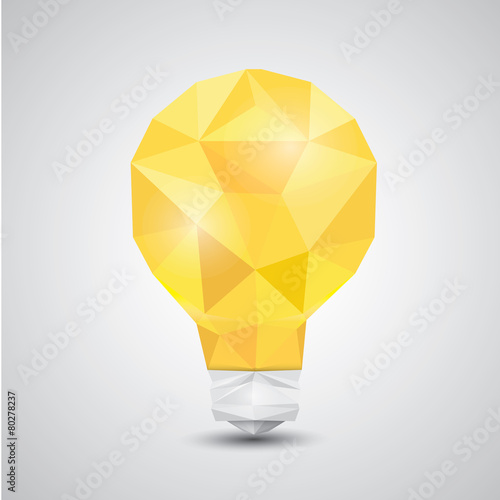 Light bulb vector icon low poly style.