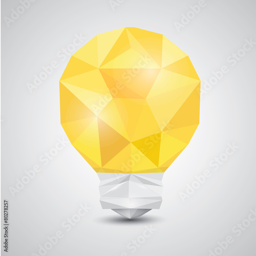 Light bulb vector icon low poly style.
