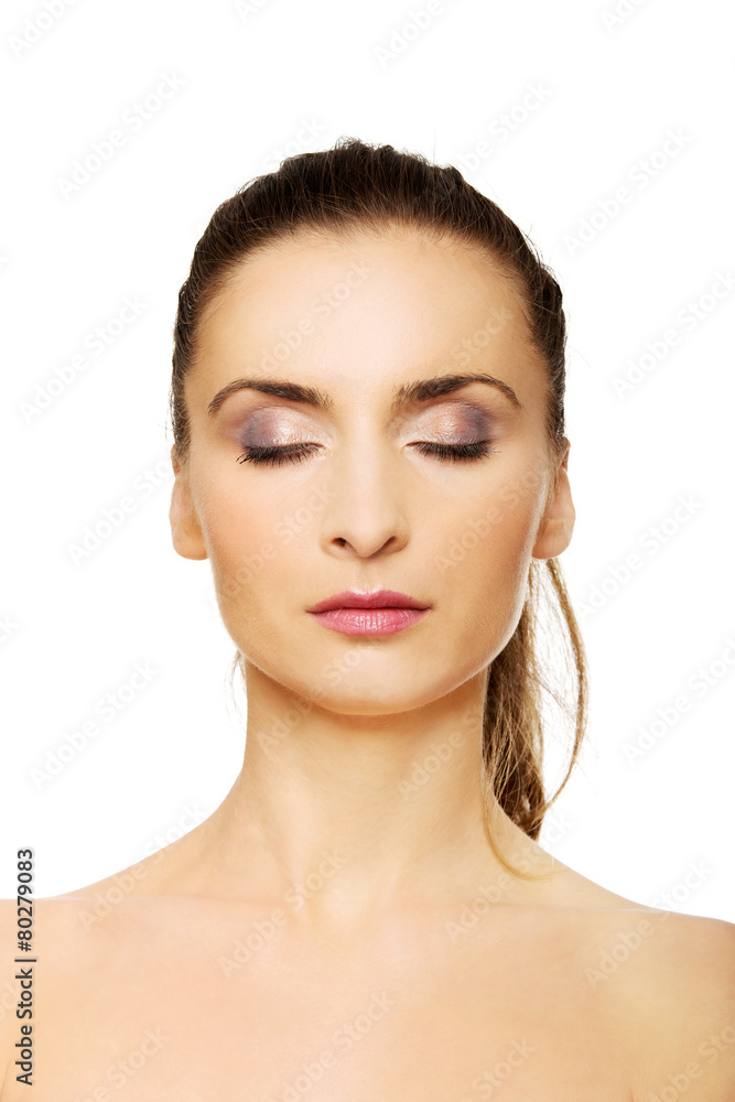 Beautiful woman with make up and eyes closed. Beautiful woman with make up and eyes closed.
