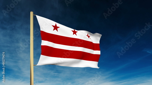 washington dc flag slider style. Waving in the win with cloud
