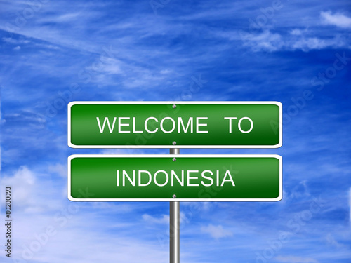 Indonesia Welcome Travel Sign