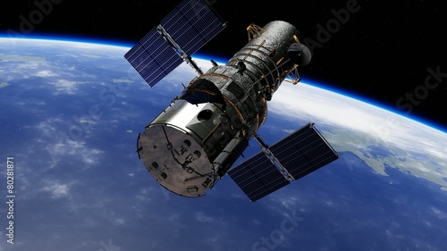 Hubble Space Telescope sliding and rotating in the orbit