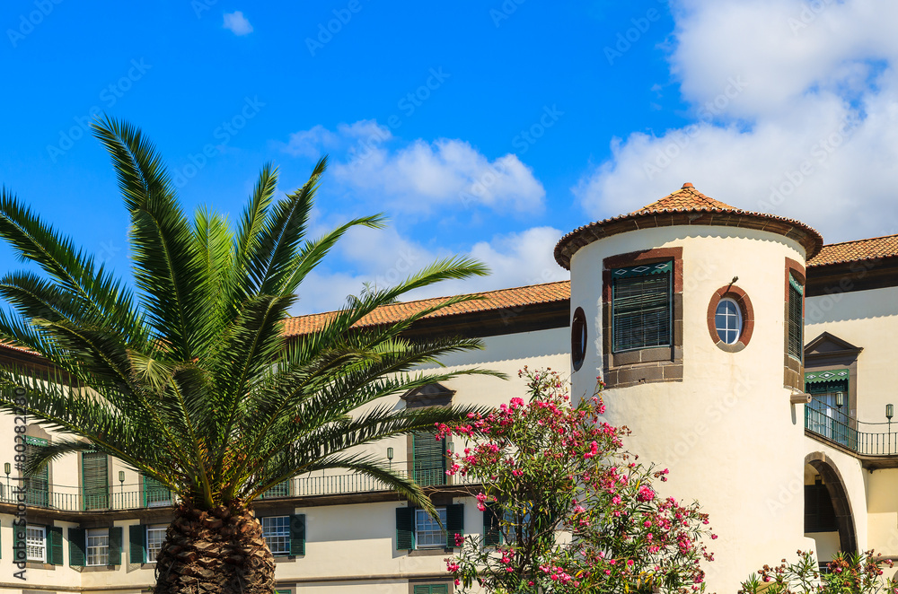Fototapeta premium Castle building in Funchal old city, Madeira island, Portugal