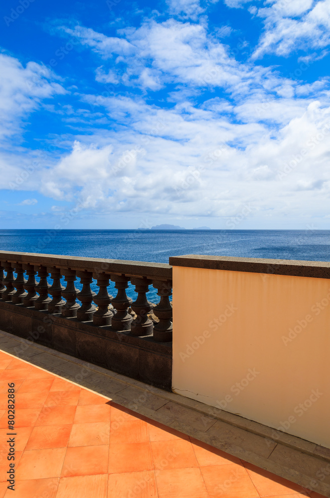 Promenade on coast of Madeira island in summer time, Portugal