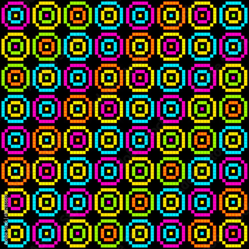 8-Bit Pixel Retro Circles Pattern. EPS8 Vector