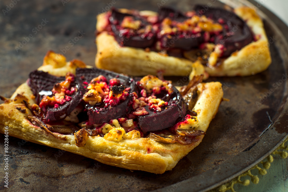 Baked beet and Feta tart with honey glaze Baked beet and Feta tart with honey glaze