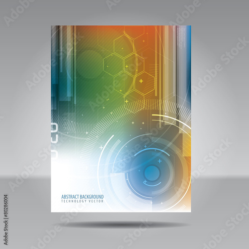 Brochure template, flyer, card or banner of technology and commu