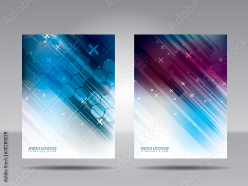 Brochure template, flyer, card or banner of technology and commu