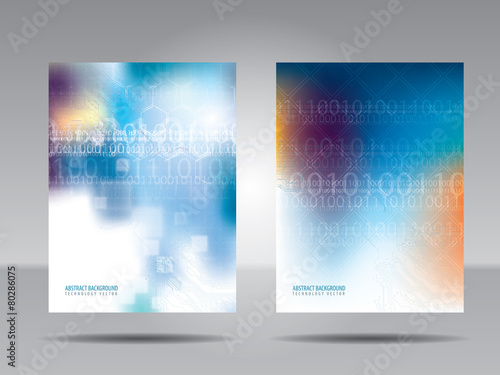 Brochure template, flyer, card or banner of technology and commu