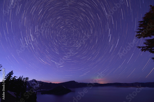Crater Lake and Star trails, Oregon