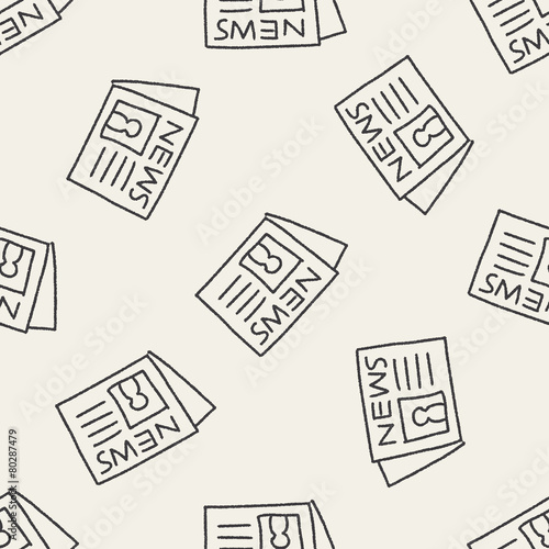 newspaper doodle drawing seamless pattern background