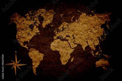 vintage world map with wall background