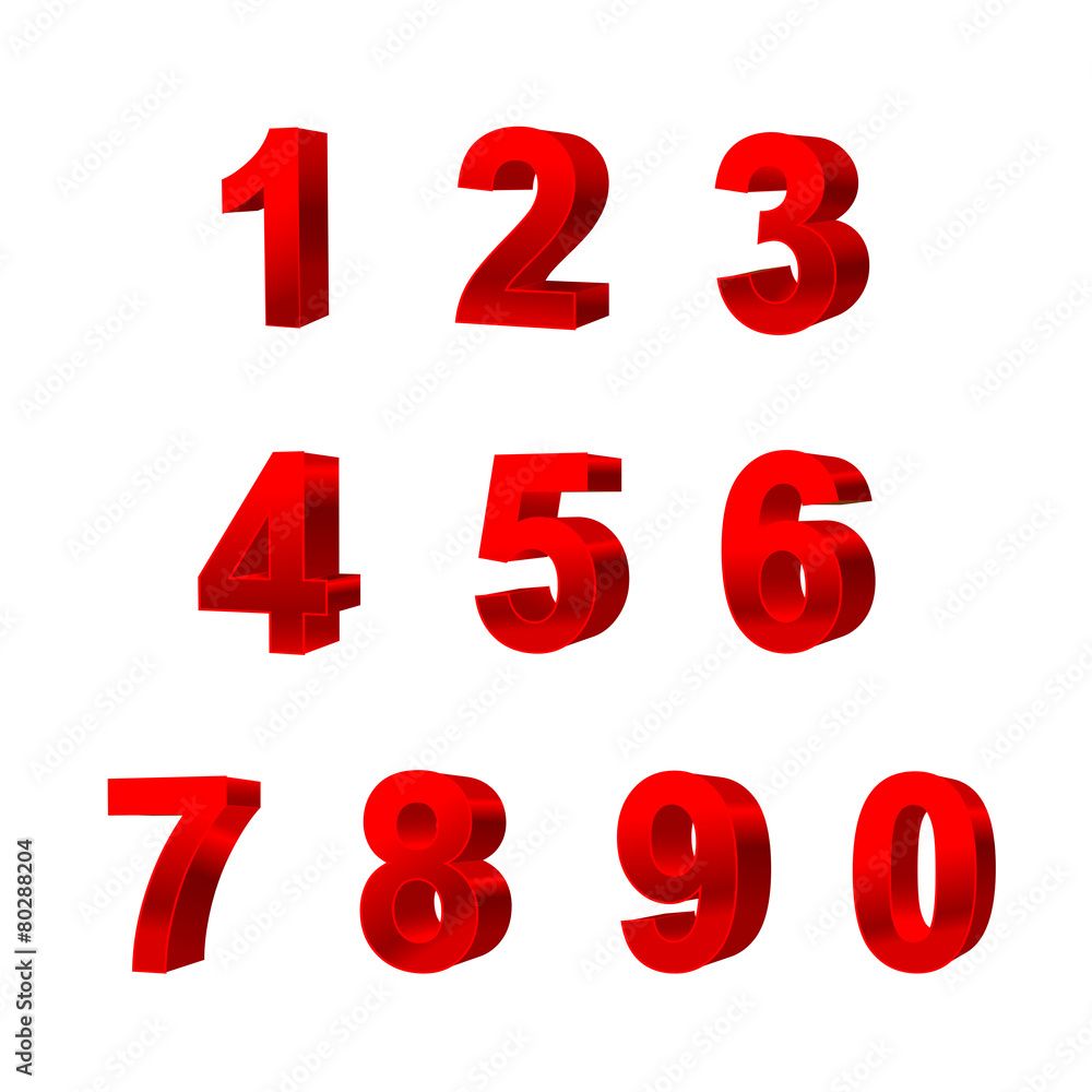 collection of numbers isolated on white background 3D collection of numbers isolated on white background 3D