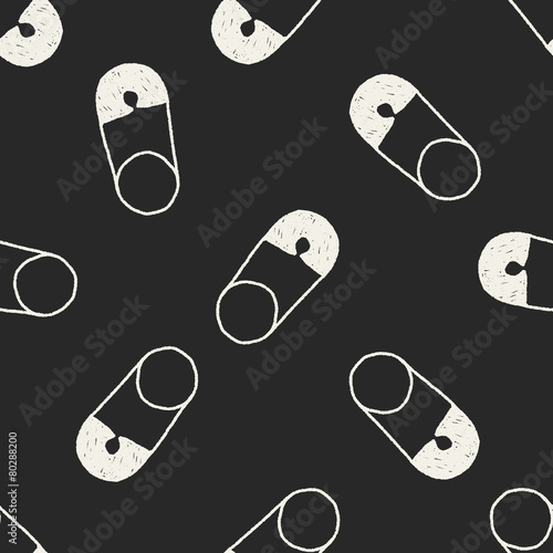 safety pin doodle drawing seamless pattern background