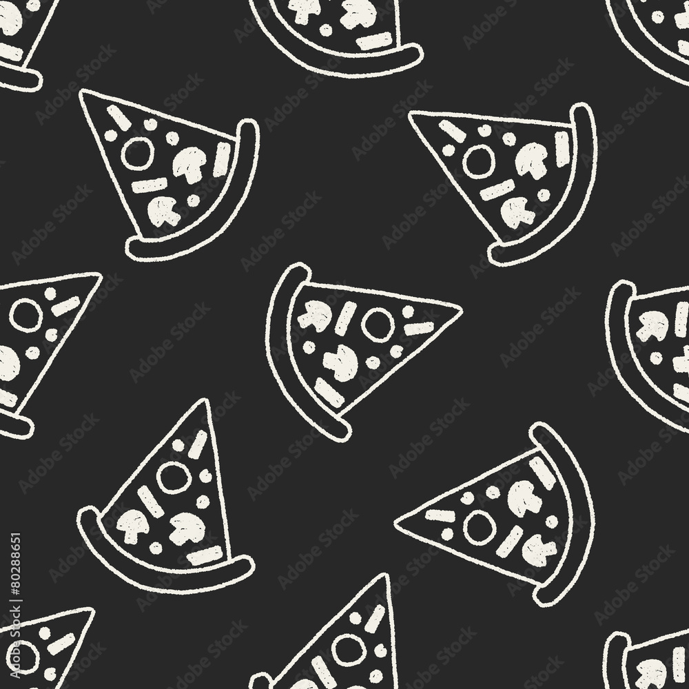 pizza doodle drawing seamless pattern background