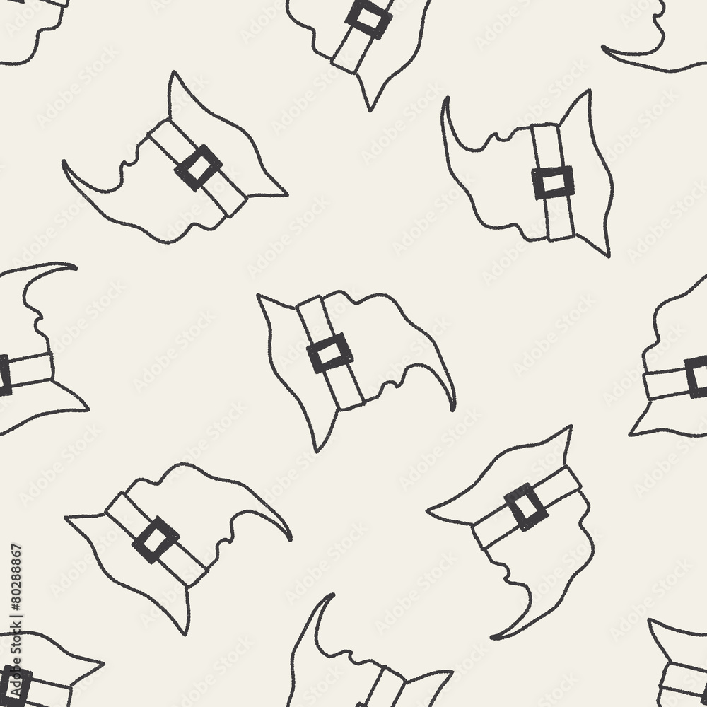 Fototapeta premium witch's hat doodle drawing seamless pattern background