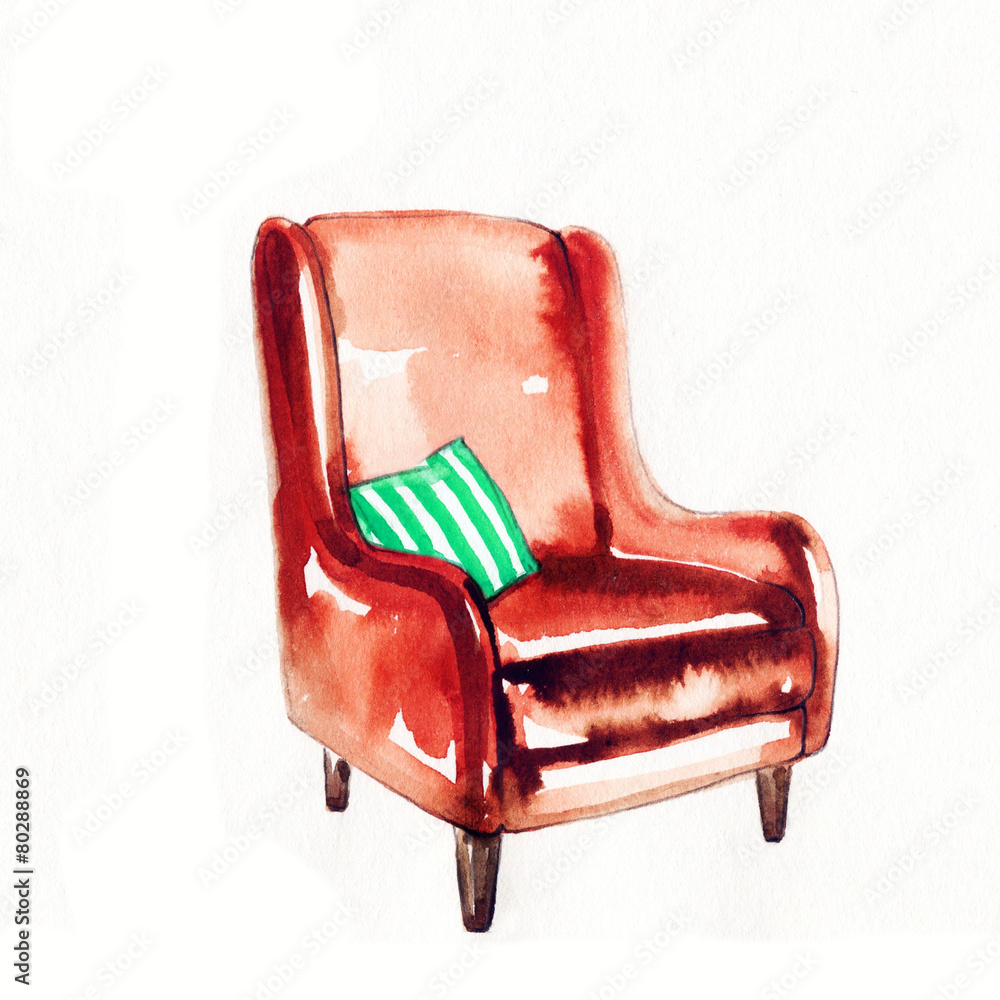 Fototapeta premium chair . watercolor illustration