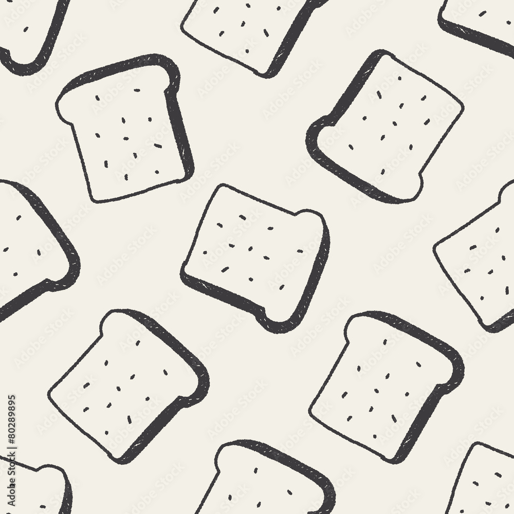 toast doodle drawing seamless pattern background - obrazy, fototapety, plakaty 