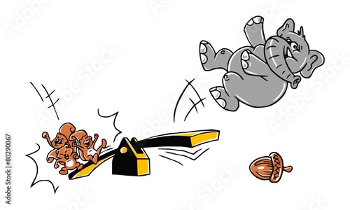 elephant squirrel see saw logo icon vector