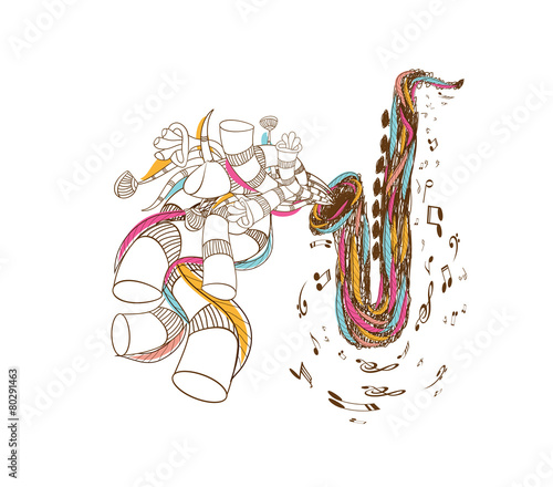 Jazz Saxophone doodle art