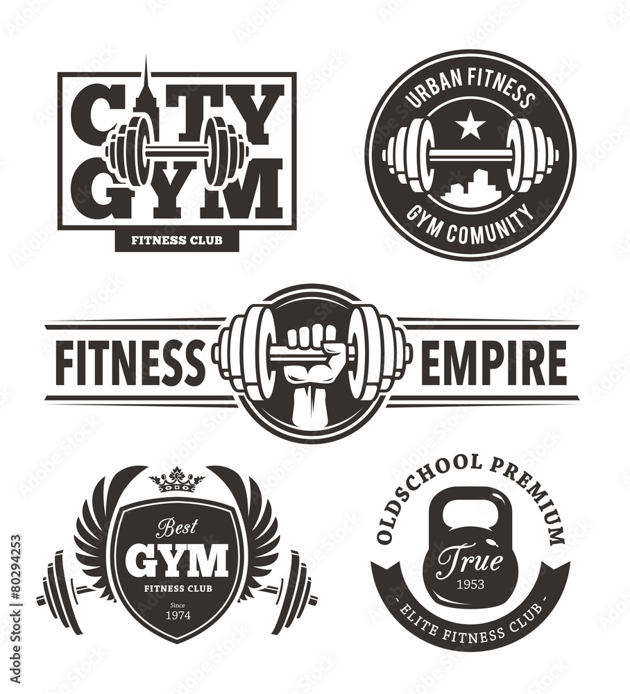 Fitness Emblems Set - obrazy, fototapety, plakaty 
