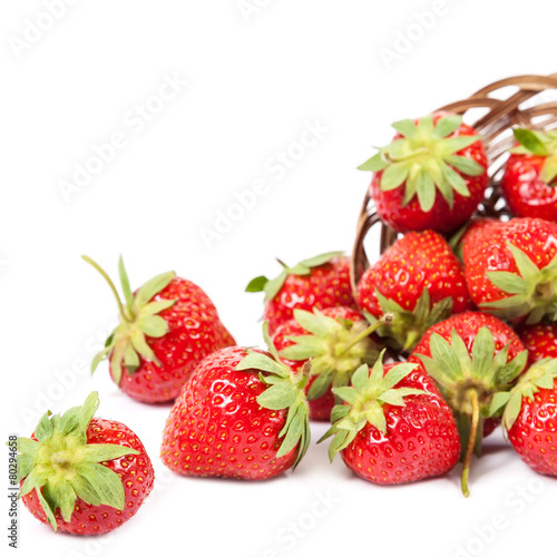 Fresh fruit strawberries on white background.