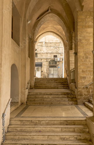 Stone arches and gallery in old Jaffa