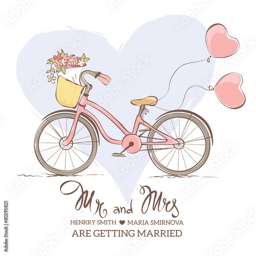 Wedding invitation - a bicycle for the bride