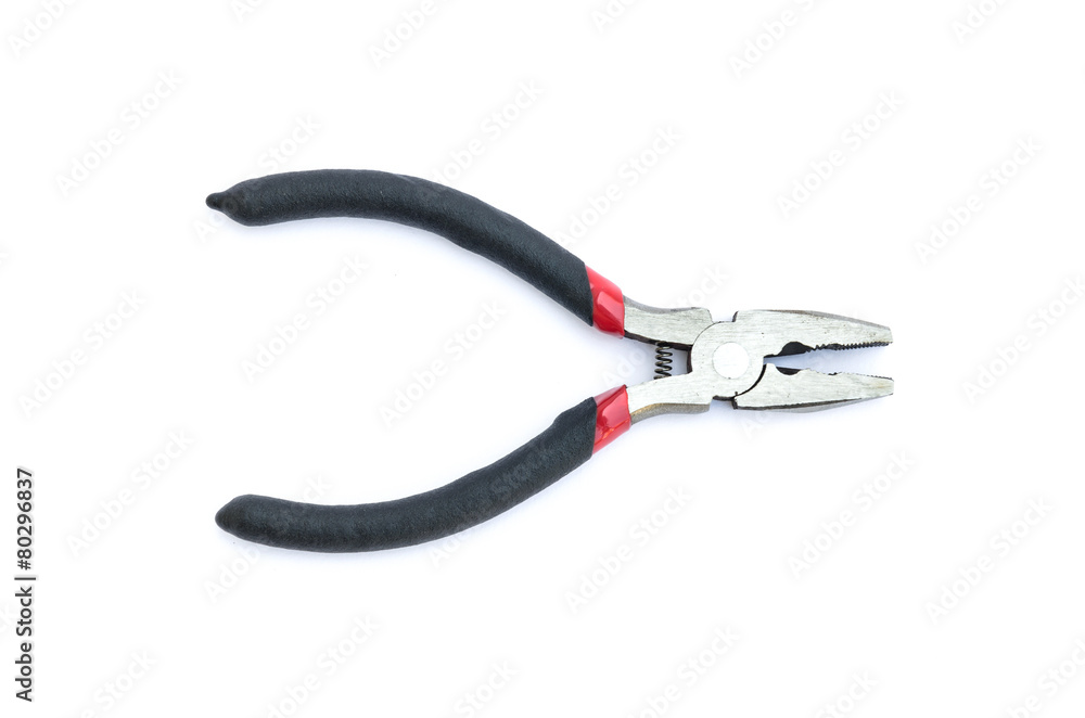 Black pliers isolated on white Black pliers isolated on white