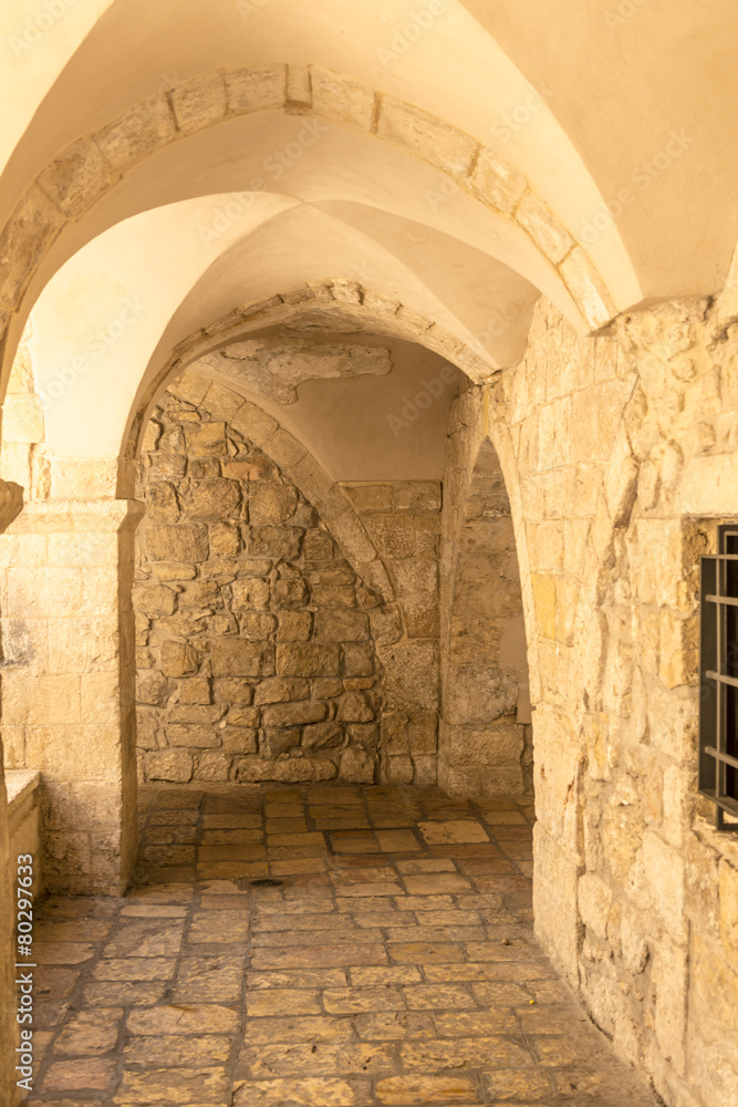 Fototapeta premium Stone arches and gallery in old Jaffa