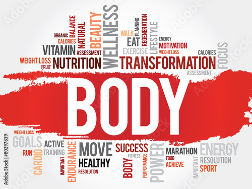 BODY word cloud, fitness, sport, health concept