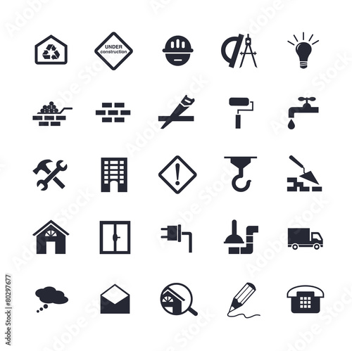 Flat building icons